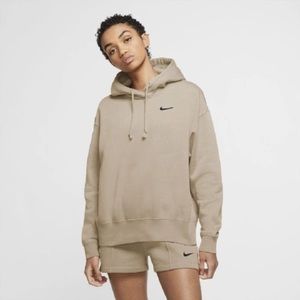 Nike Sportswear Women’s Fleece Hoodie - Oatmeal/Black